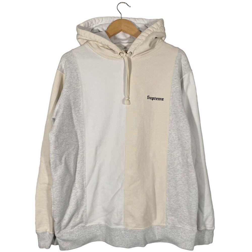 Supreme FW18 Tricolor Old English Hoodie Ash Gray mens size Large